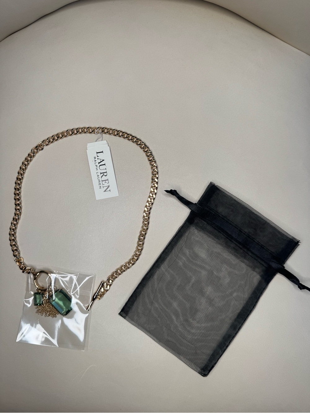 NWT Lauren Ralph Lauren Erinite Green Charm Toggle Necklace Gold Tone 17” - Picture 15 of 15